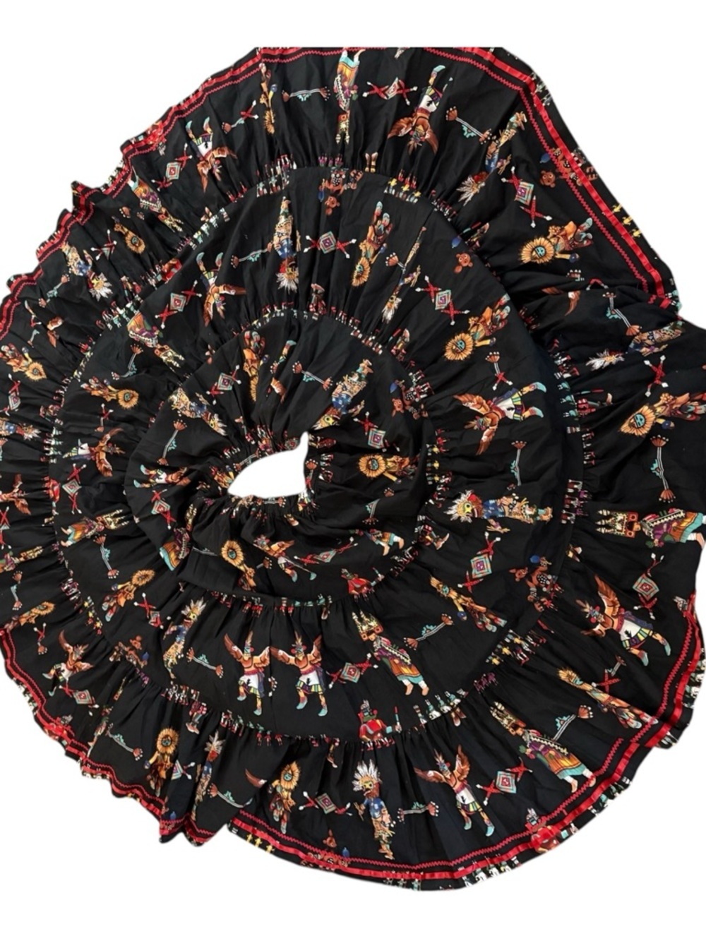 Santa Fe Prairie 8 Vintage Skirt Black Tiered Southwest Ranch Festival Western - Picture 3 of 6
